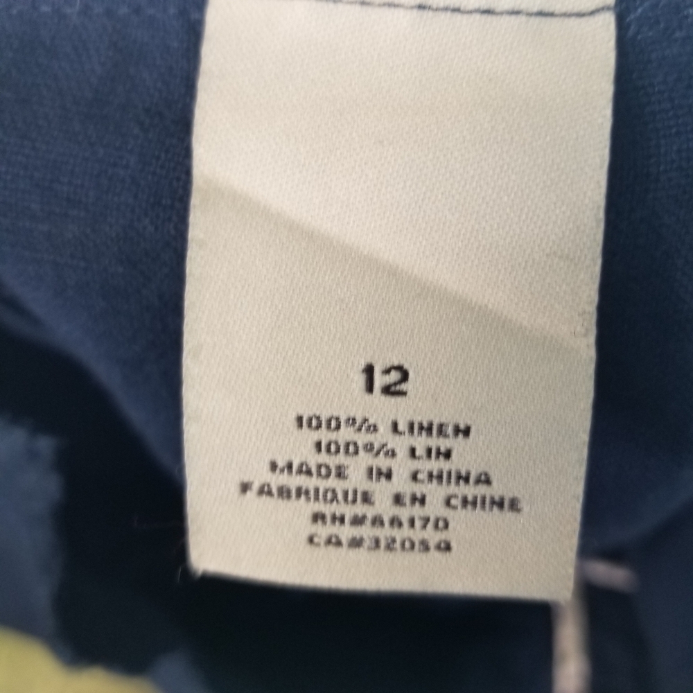 Anthropologie Elevenses blue linen wide leg crop pants - Picture 3 of 8